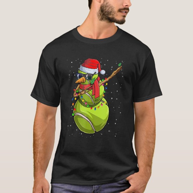 T-shirt Dabman Snowman Tennis Lover Santa Hat Noël P (Devant)