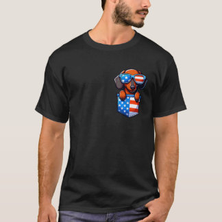 T-shirt Dachshund 4 Juillet Doxie USA Drapeau Dans Pocket