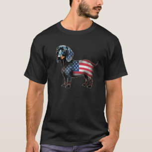 T-shirt Dachshund 4 juillet Drapeau Américain Chien  Homme