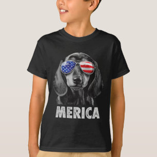 T-shirt Dachshund 4th of July Merica Men American Flag Sun