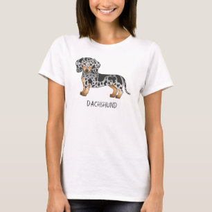 T-shirt Dachshund à poil court bringé noir et tan & Texte