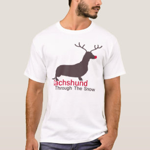 T-shirt Dachshund À Travers La Neige