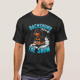 T-shirt Dachshund à travers la neige Chien de Vienne d'hiv
