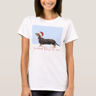 T-shirt DACHSHUND À TRAVERS LA NEIGE Noël mignon