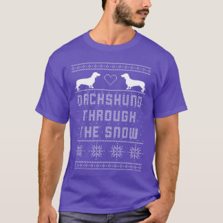 T-shirt Dachshund à travers la neige Pull de Noël laid Gi