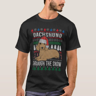 T-shirt Dachshund À Travers La Neige Vilain Conception Chi