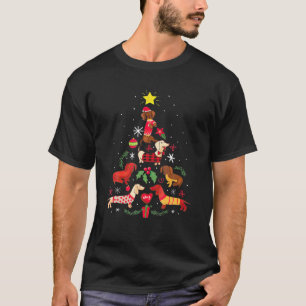 T-shirt Dachshund amusant Noël Noël Noël Arbre Chiens Amou