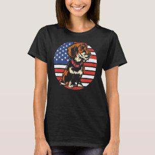 T-shirt Dachshund Animal Drapeau Américain Pour Saucisson 