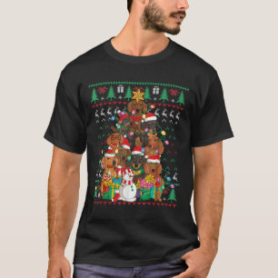 T-shirt Dachshund Arbre de Noël Santa Hat Douleur moche Do