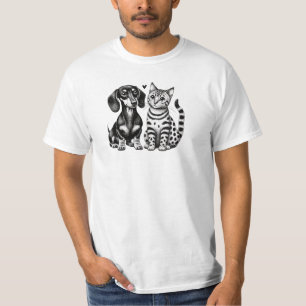 T-shirt Dachshund & Bengal Chat Valentine's Love TSQ
