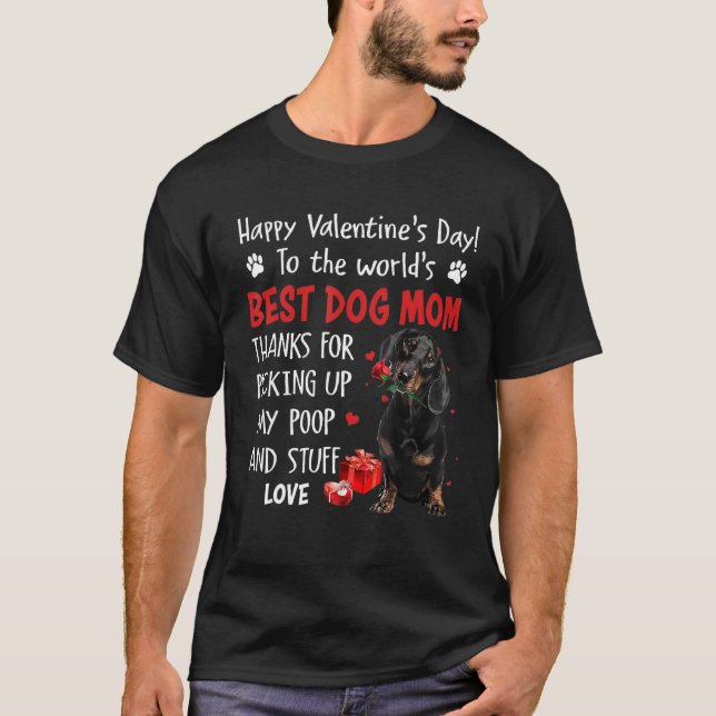 T-shirt Dachshund Best Dog Mom Valentines Day Funny Puppy  (Devant)