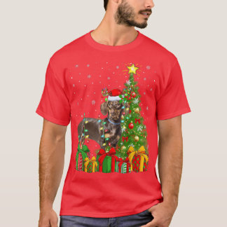 T-shirt Dachshund Chien Éclairage Xmas Tree Père Noël Dach
