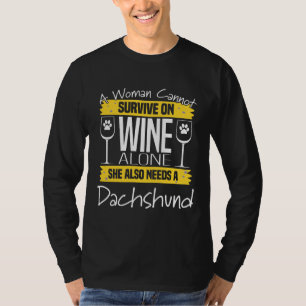 T-shirt Dachshund Chien Femme Une Femme Ne Peut Pas Surviv