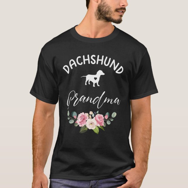 T-shirt Dachshund Chien Grand-mère Silhouette Fête des Mèr (Devant)