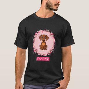 T-shirt Dachshund Chien Japonais Fleur de cerisier Sakura