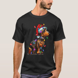 T-shirt Dachshund Chien Santa Hat Joyeux Noël