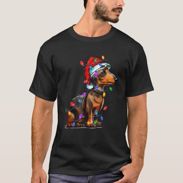 T-shirt Dachshund Chien Santa Hat Joyeux Noël (Devant)