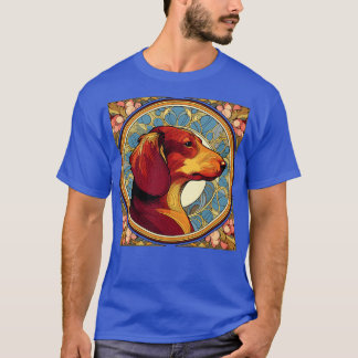 T-shirt Dachshund Chien Style Art Nouveau