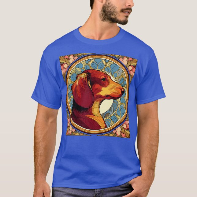 T-shirt Dachshund Chien Style Art Nouveau (Devant)