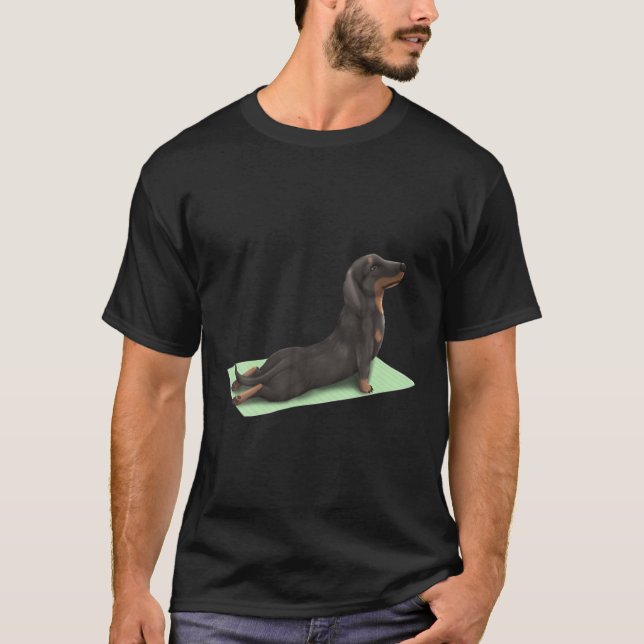 T-shirt Dachshund Chien Yoga Pose méditation Zen Workout E (Devant)
