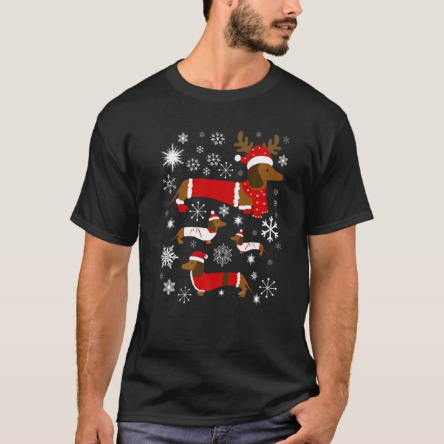 T-shirt Dachshund Christmas For Dog (Devant)