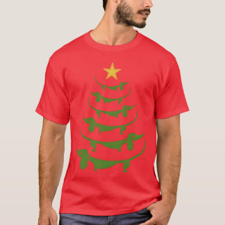 T-shirt Dachshund Christmasrees ami bleu vert ami