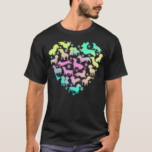 T-shirt Dachshund Coeur coloré Doxie Sausage Chiens Valent