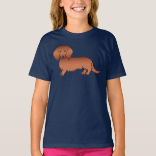 T-shirt Dachshund de dessin animé mignon aux longs cheveux