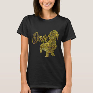 T-shirt Dachshund En Motif décoratif Or