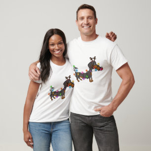 T-shirt Dachshund Feux de Noël Reindeer Antlers Chien