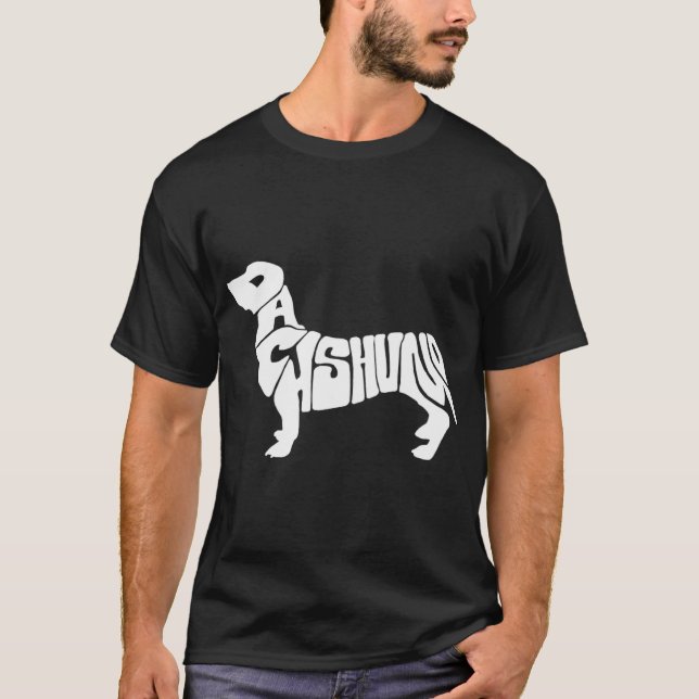 T-shirt Dachshund Funny Text Dog Tygraphy T Shirt  (Devant)