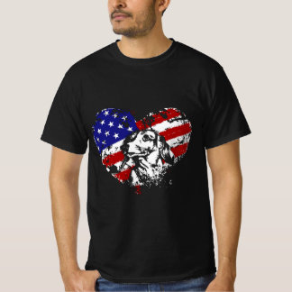 T-shirt Dachshund Heart Drapeau américain 4 juillet chien