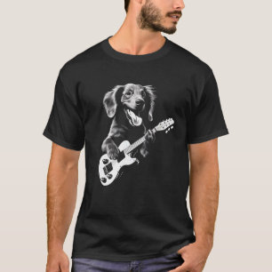 T-shirt Dachshund Jouer Guitare Funny Guitare Chien T Chem