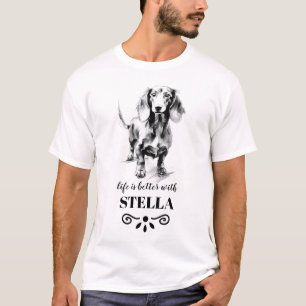 T-shirt Dachshund Life est meilleur avec le nom de chien p