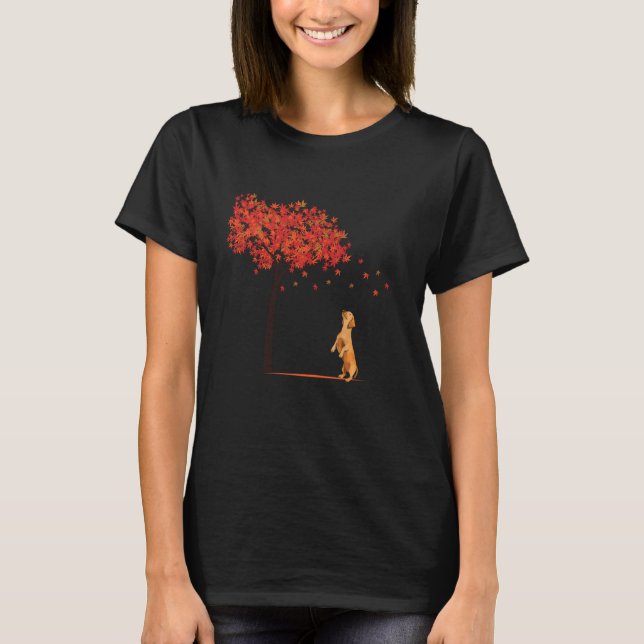 T-shirt Dachshund Maple Tree Thanksgiving Day mignon chien (Devant)