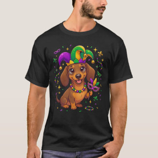 T-shirt Dachshund Mardi Gras Wiener Dog Fun Party Pajamas