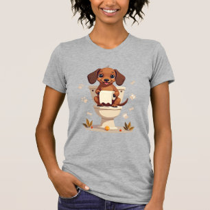 T-shirt Dachshund Mignon de Style Rétro sur Toilettes Dess