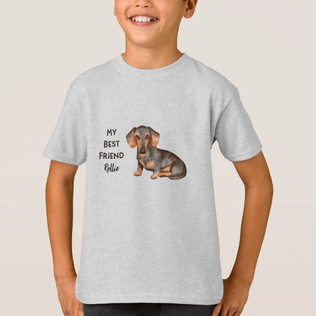 T-shirt Dachshund Mon meilleur ami Personnalisé Nom de l'a (Devant)