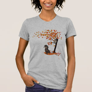 T-shirt Dachshund Owl Et Fall Tree Dachshund Lover Automne