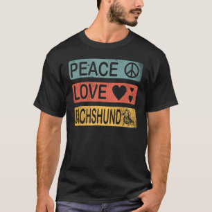 T-shirt Dachshund Peace Love Wiener Retro Dog Onwer Doxie
