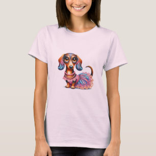 T-shirt Dachshund Peint Pastel Texturé
