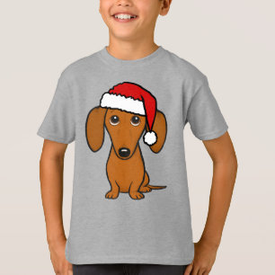 T-shirt Dachshund Père Noël mignonne Noël Wiener Chien vac