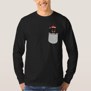 T-shirt Dachshund Père Noël Pocket Cute Drôle Chien Maman