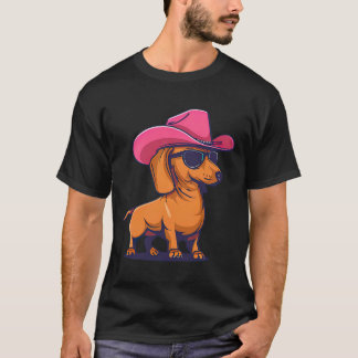 T-shirt Dachshund Pink Cowboy Hat Wiener Sausage Dog Puppy