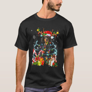 T-shirt Dachshund Reindeer Joyau de Noël Lumières Pyjama D