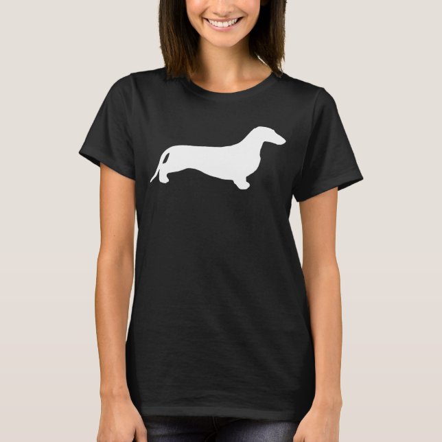T-shirt Dachshund silhouette blanche + vos idées (Devant)