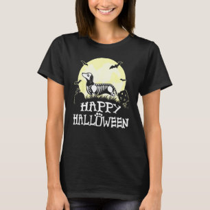 T-shirt Dachshund Skeleton Halloween Citrouille heureux