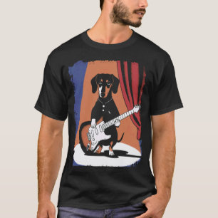 T-shirt Dachshund teckel jouant de la guitare
