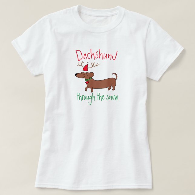 T-shirt Dachshund Through the Snow Basic Plus Size (Design devant)