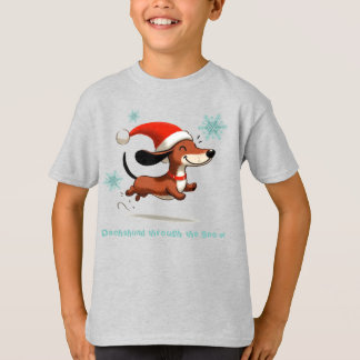 T-shirt Dachshund through the Snow puppy dog Christmas